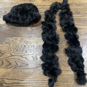 Accessorize Vintage Black Faux Fur Hat And Scarf